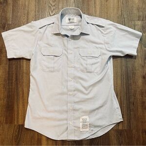 Military‎ Blue Button Down Shirt with Short Sleeves Men’s 16R